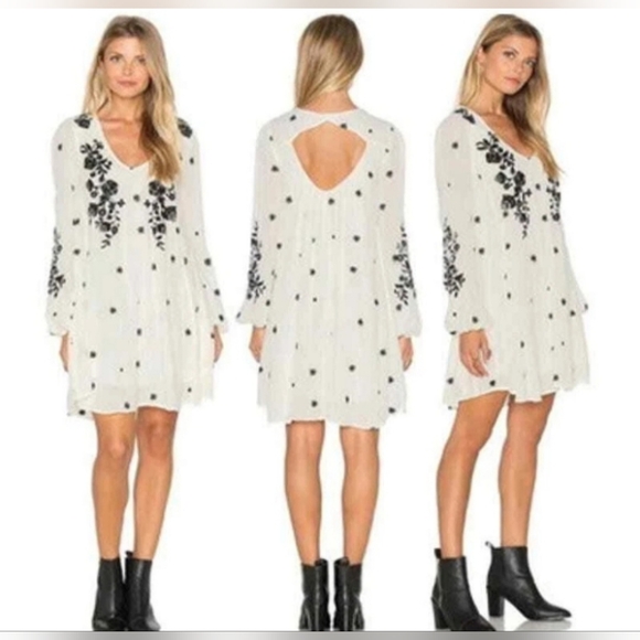 FREE PEOPLE | Sweet Tennessee Printed Mini Shift Dress | Ivory & Black | Small - Picture 9 of 13